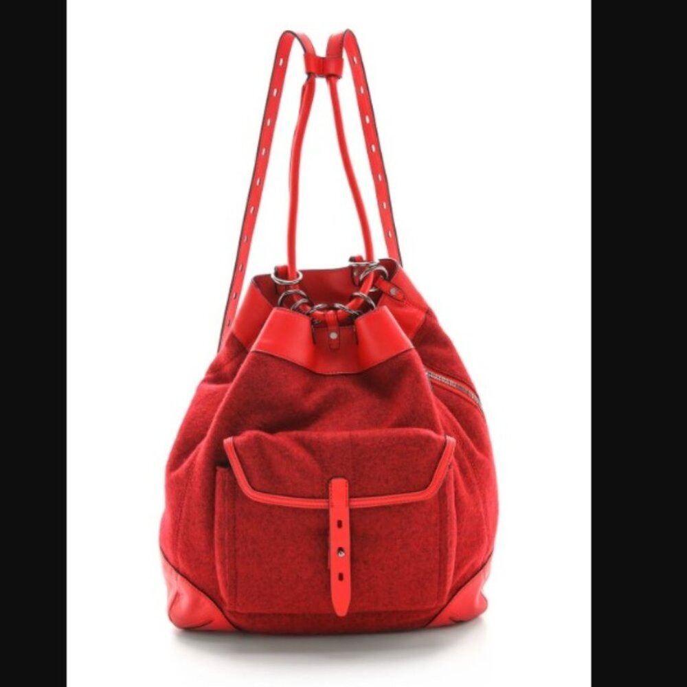 Rag & Bone Grayson Backpack Wool Red Leather